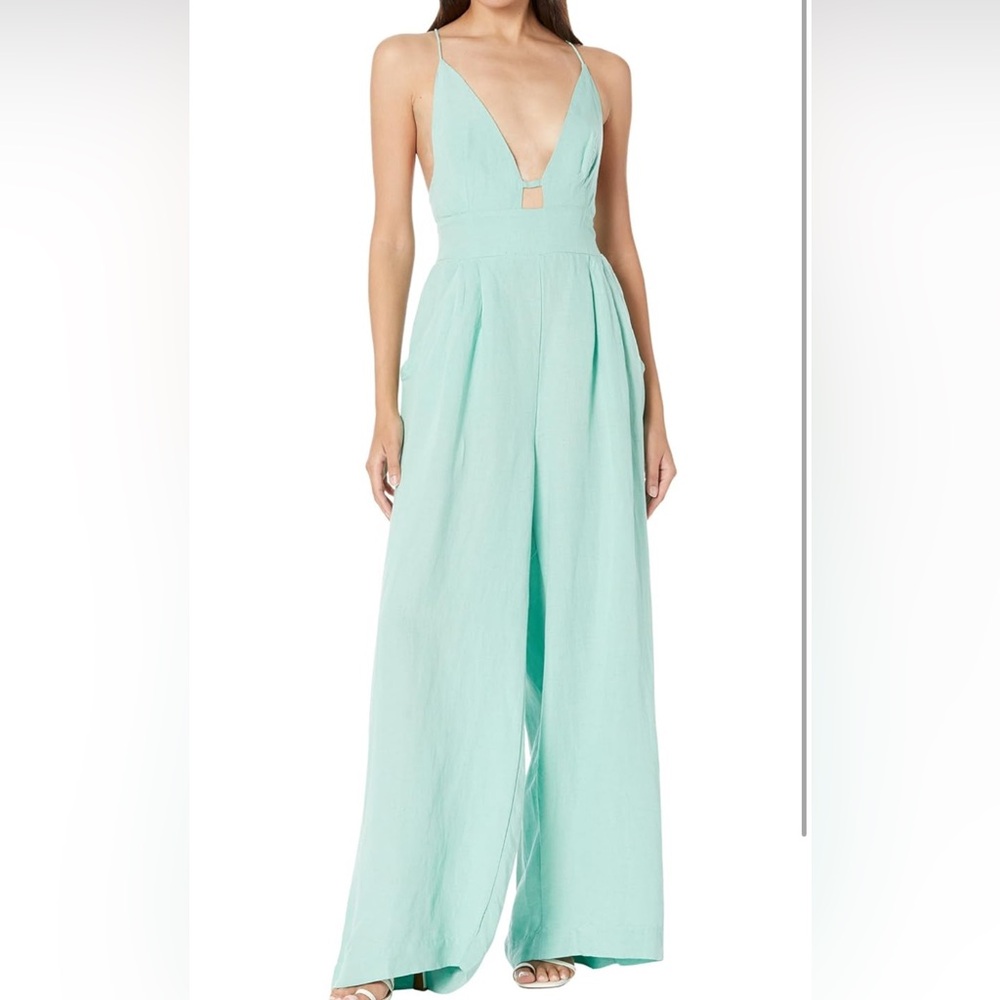 Free People Emma Jumpsuit (medium) in light jade. Brand new with tags!